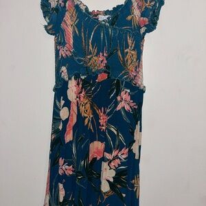 Smocked Floral Mini Dress S Tropical Boho. 8